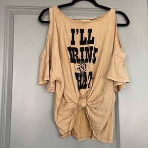 I’ll drink to that distressed top